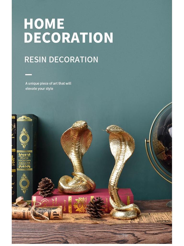 Golden Cobra Light Luxury Ornament for Living Room or Office Decor