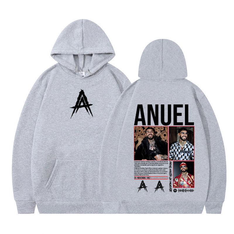 Rapper Anuel AA Album Tour 2025 Vintage Graphic Hoodie Men Women Harajuku Loose Pullover Long-sleeved Casual Hip-hop Sweatshirts