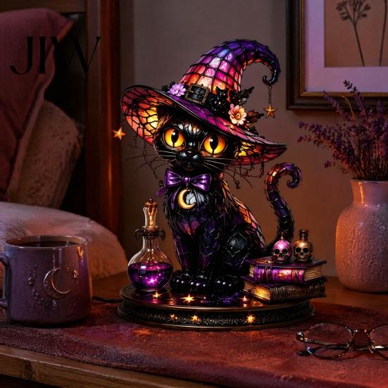 Illuminazione Portico Giardino Cappello da Strega Gotico Luce Notturna, Lampada Decorativa Halloween Acrilica a Bagliore Caldo, Decorazione Vintage Mistica per Camino Casa Spettrale per