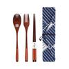 Wooden Chopsticks Spoon Fork Set Portable Student Cutlery Set Lightweight Durable Travel Utensils with Carrying Pouch for Outdoor Use