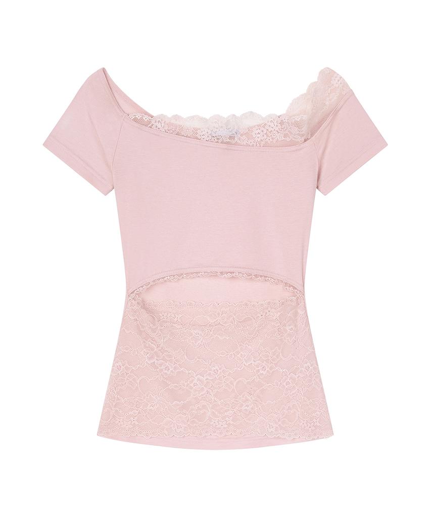 ILLIO Pink Lace Off-Shoulder Top