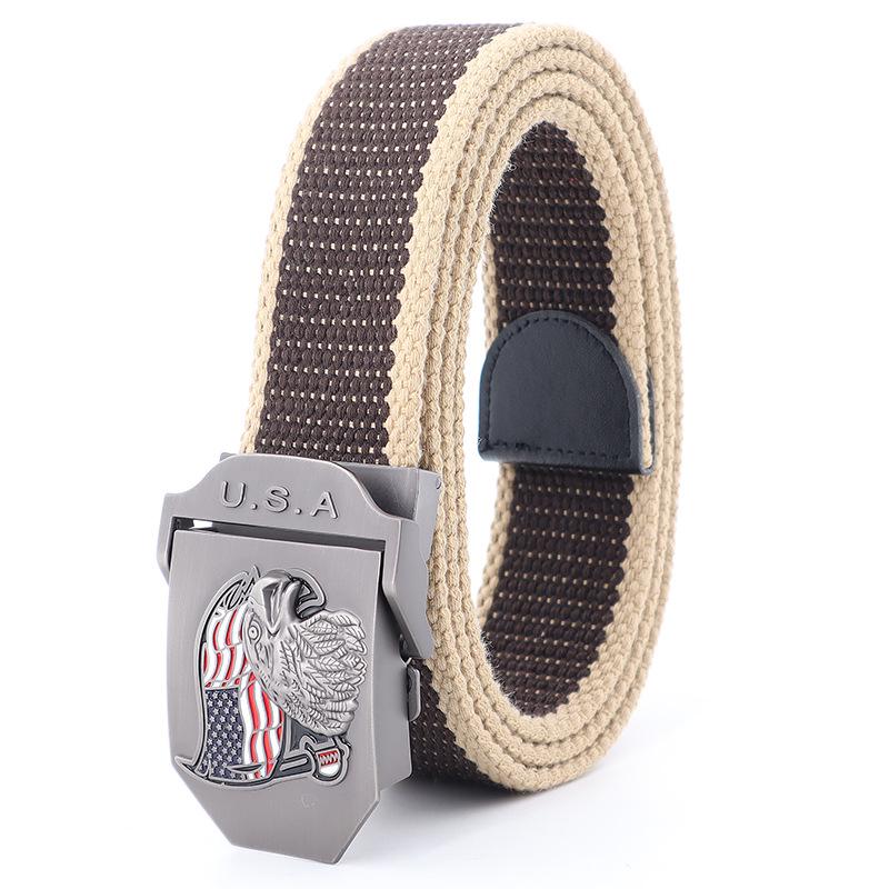 

Холщовый ремень American Eagle с гладкой пряжкой для мужчин и молодежи - Повседневный тактический стиль для улицы 110 cm