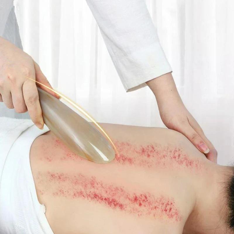 1PC Natural Buffalo Horn No Stress Guasha Massage Tool Acupuncture SPA Therapy Gua Sha Massager Scraping Board
