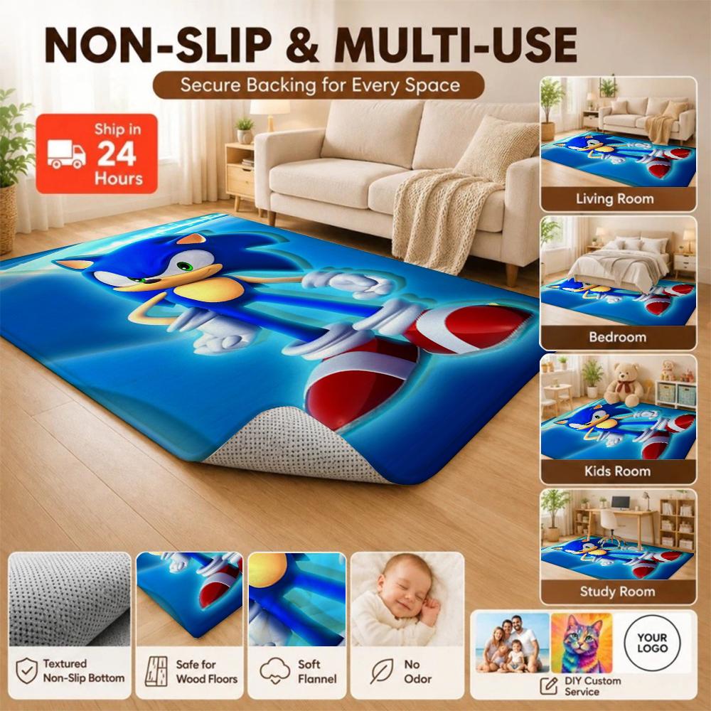 Sonic Hedgehog Carpet Non Slip Rug Plush Rug Small Rug Kitchen Floor Mat Outdoor Rug Non Shedding