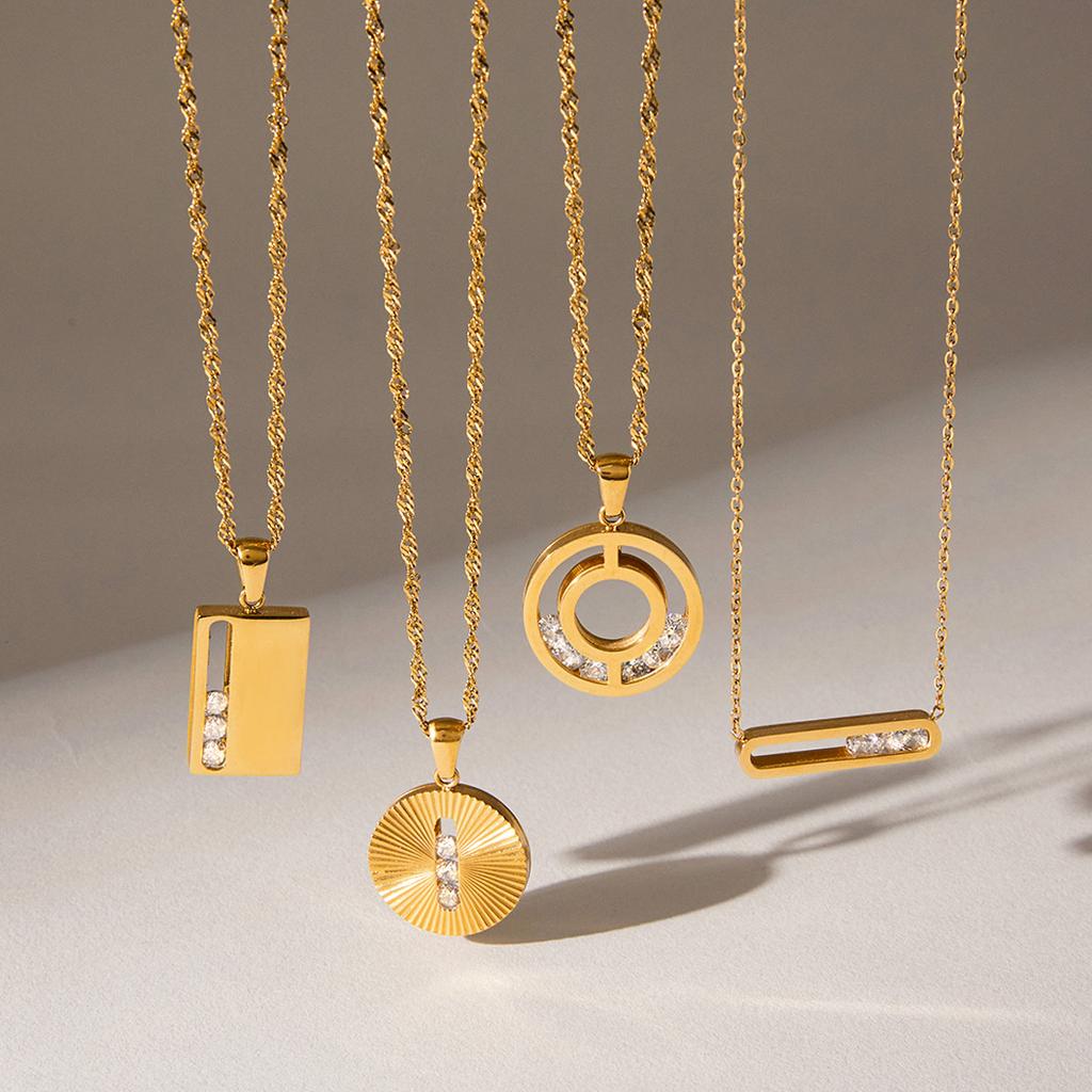 European and American Stainless Steel Movable Zircon Necklace Accessories Sweater Chain Popular Titanium Steel