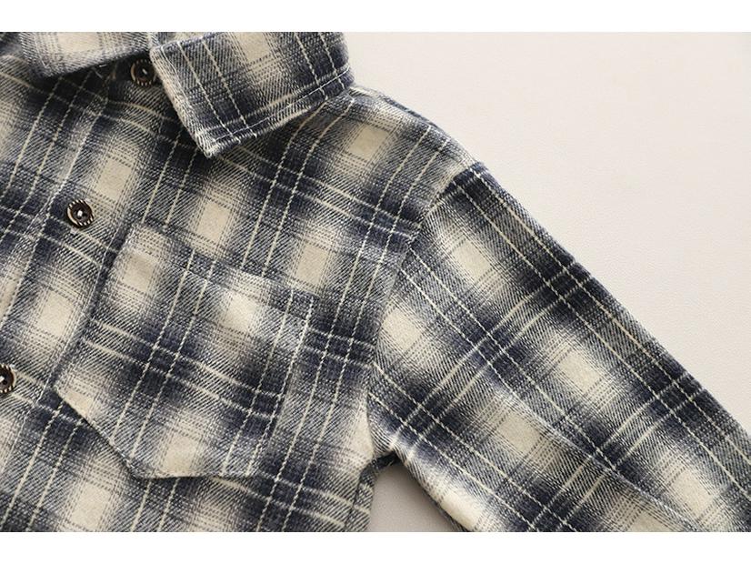 2025 Plaid Shirt Boy's Retro Fashion Three-Piece Set: Casual Spring & Autumn Outerwear