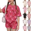 Children's Casual Short-sleeved Printed Short-sleeved Top And Shorts Two-piece Set