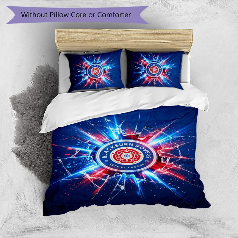 Blackburn Rovers Football Printed 3 Pieces Bedding Set, Comfortable Skin Friendly Bedroom Duvet Cover Set