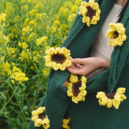 Crochet Flowers Rose Bouquet Blanket Soft Breathable Decorative Romantic Rose Flower Bouquet Knitted Throw Blanket