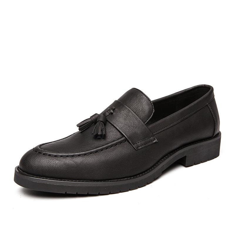 Men's Shoes Four Seasons New Casual Fringed Leather Shoes Men's Fashion Foot Cover One Pedal Loafers Trendy Small Leather Shoes Men
