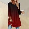 Women's Fashion Casual Three-quarter Sleeve Long Gradient Round Neck Top