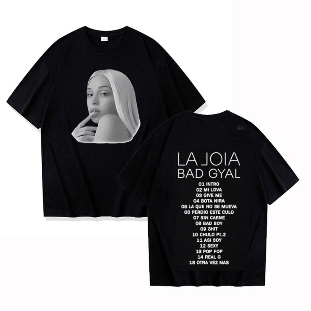 HOT Singer Bad Gyal La Joia Maglietta con Stampa Tour Album 2025 Moda Tendenza Estetica Maglietta Casual Cotone Unisex