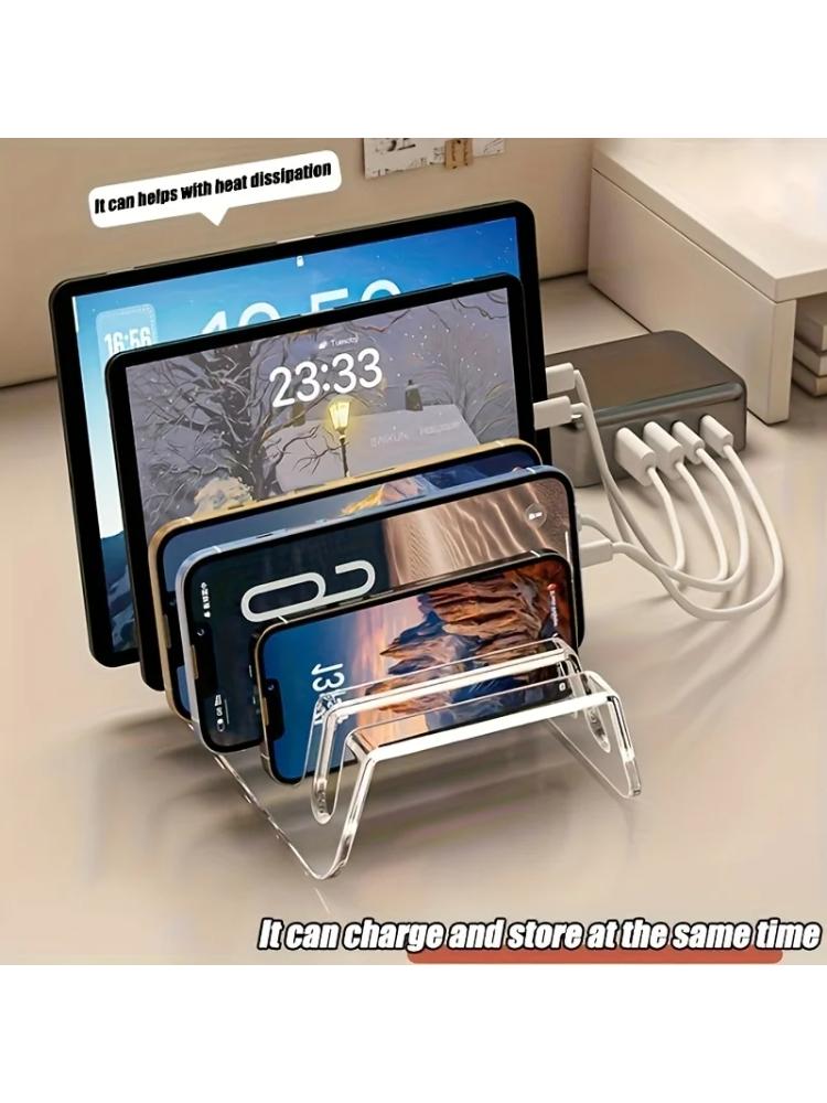 6/8 Compartimentos para Tableta Multi-dispositivo, Caja de Almacenamiento Electrónica, Soporte de Carga para Teléfono de Escritorio, Soporte, Acrílico, Fácil de Organizar