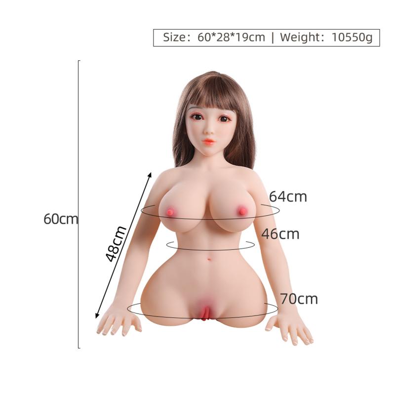 60cm Men's Sex Doll Half Body Big Breast Real Skin Feel Durable Masturbation Cup Erotic Adult Sex Toy