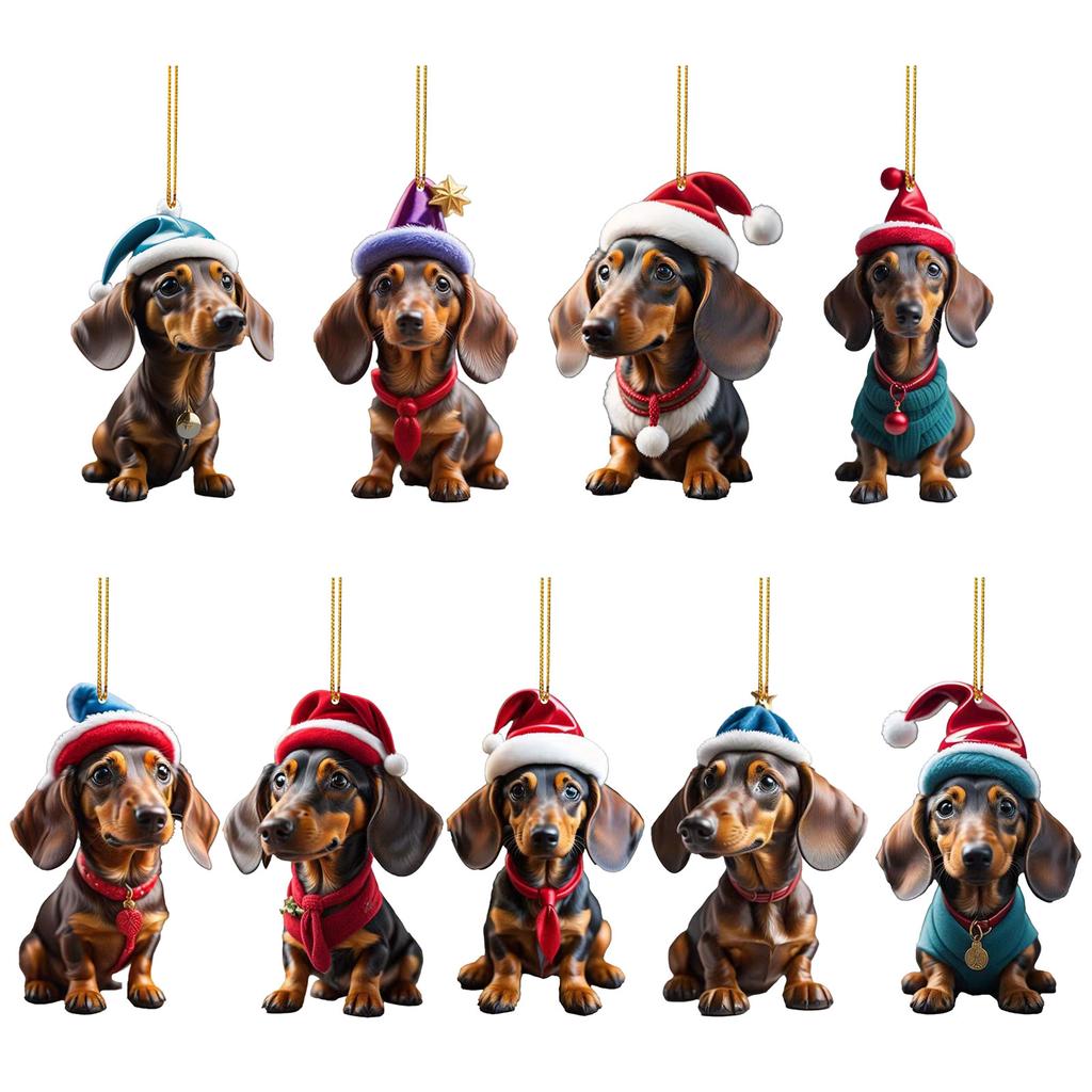 Whimsical Cartoon Dog Car Hangers Decors Car Pendant Bright Christmas Tree Ornament Add Touch of Cuteness To Holiday
