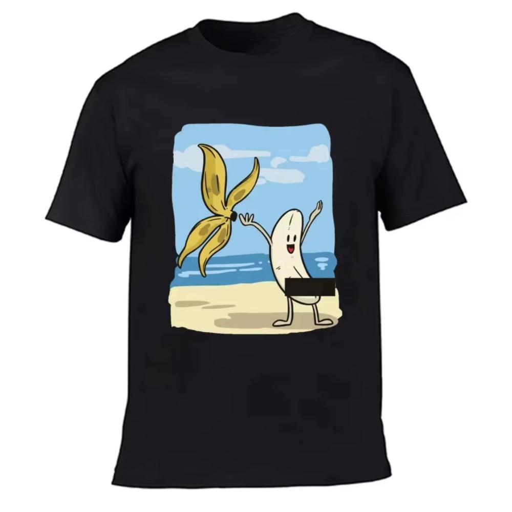 Men's Banana Disrobe Funny Design Print T-shirt Summer Humor Joke Hipster T-Shirt White Casual T Shirts Outfits Streetwear