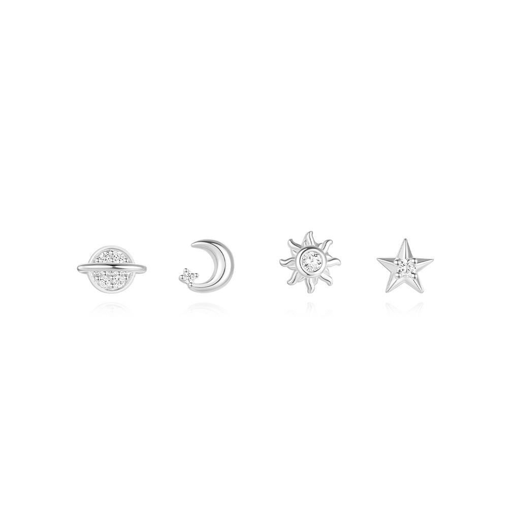CANNER 1PZ Occhio di Cavallo Testa Piatta Filettato Perforazione Osso Auricolare Donna Argento 925 Ins Stella Fiore Geometria Zircone Orecchino a Lobo