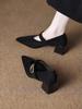 Französische Retro Mary Jane High Heels - Exquisiter Frühling/Herbst 2025 Stil für Damen mit spitzer Zehenpartie, perfekt zu Röcken.