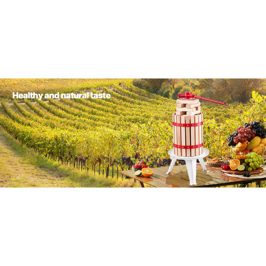 SucceBuy Prensa para Vino de Frutas de 6L 12L Cesta de Madera Maciza con 8 Bloques Prensa Manual Resistente para Hacer Jugo Sidra Manzana Uva