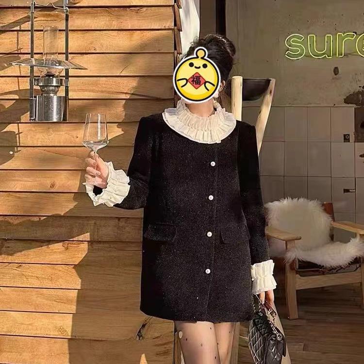 Neuer doppelseitiger Wollmantel Mittellanger lockerer lässiger Wollmantel im koreanischen Stil