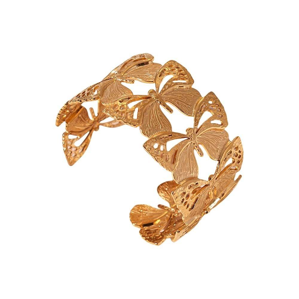 Butterfly Wide Open Bangle Metal Exaggerated Bracelet Unique Cuff Bangles Hand Decoration