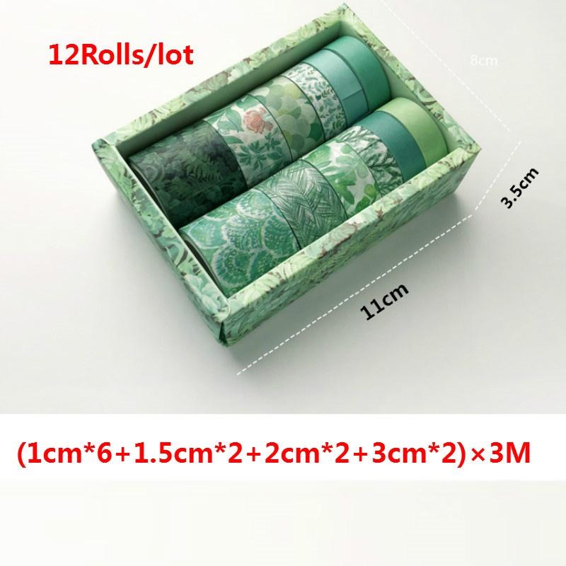 8 stiler DIY Dekorativ Scrapbooking Maskeringstape Selvklebende etikettklistremerker Tape Blomsterblader Washi Tape 12 ruller/sett