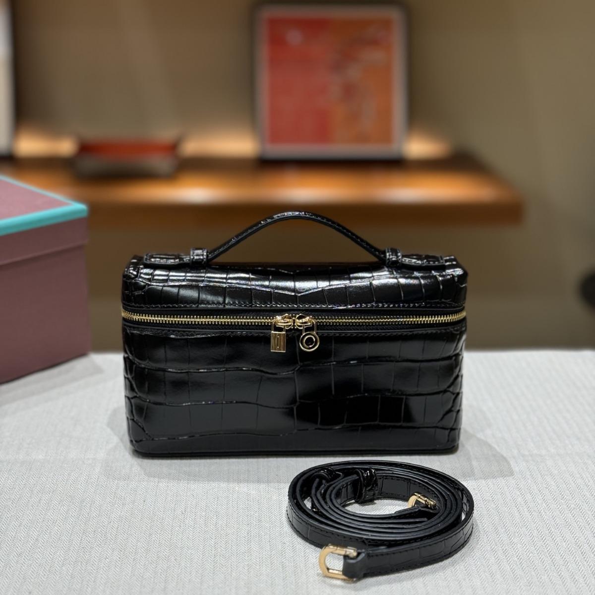 

[Haute Couture] Улучшенная большая сумка из кожи LP с узором «страусиная кожа» на плечо и в руке 27x16x10