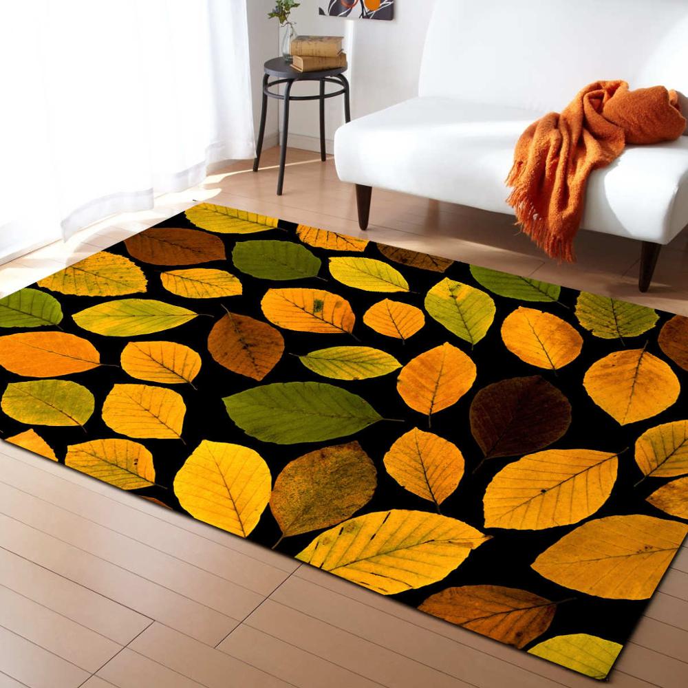 3D Leaves Dewdrop Living Room Carpet Leaf Printing Bedroom Area Rug  Home Decor Memory Foam Soft Flannel Kitchen Rug Floor Mat