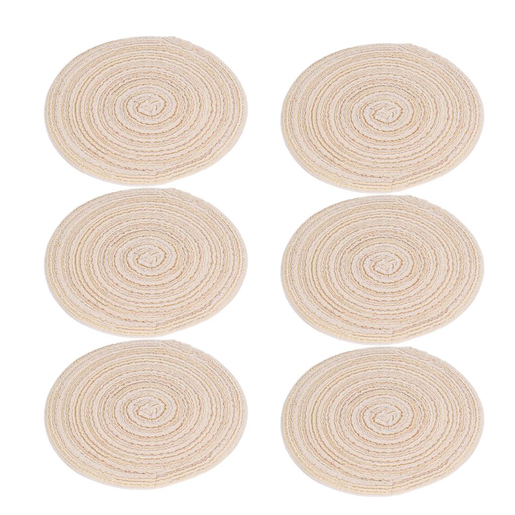 6Pcs Round Placemats Braid Heat Insulation Nonslip Stable Highly Durable Wide Application Place Mats for Home PartyBeige