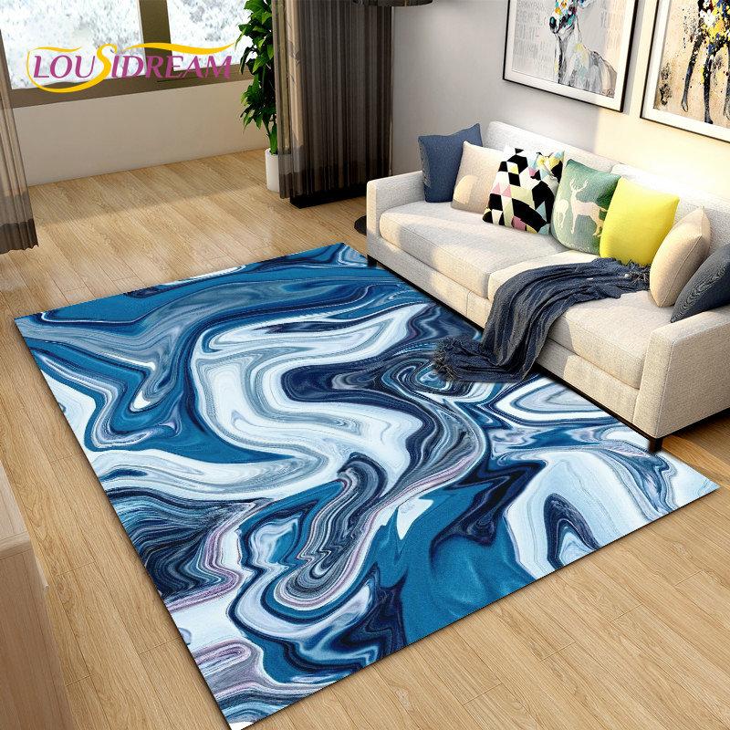 Nordic Black Colour Gold Marble Area Rug Large,Carpet Rug for Living Room Bedroom Sofa Doormat Decoration,kid Non-slip Floor Mat