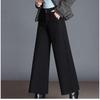Pantalon en laine à jambes larges pour femmes Nouveau Automne Hiver Ample Taille haute Pantalon droit Épaissi avec un tombé fluide