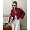 Womens Stand Collar Zip-Up Short Utility Jacket 2026 Korean Style Loose Fit Casual Outerwear