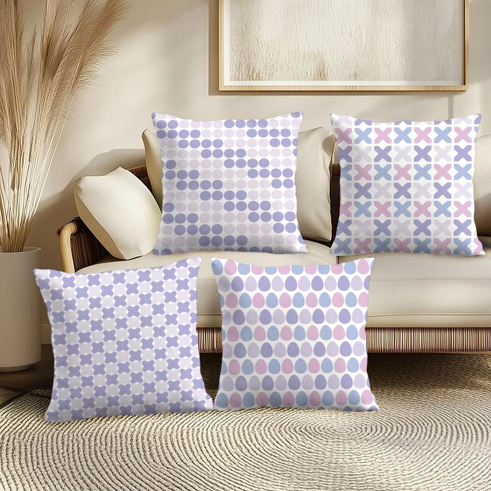 Simple Purple Plaid Cushion Cover Soft Plush Throw Pillow Cover DoubleSided Printed Cushion Case Sofa Home Decor