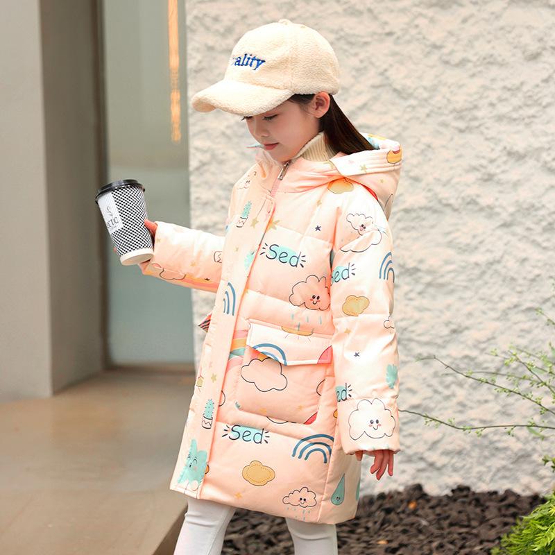 Winter Daunenmantel in Überlänge für Mädchen, warm und winddicht, extra-dicke Kinderoberbekleidung