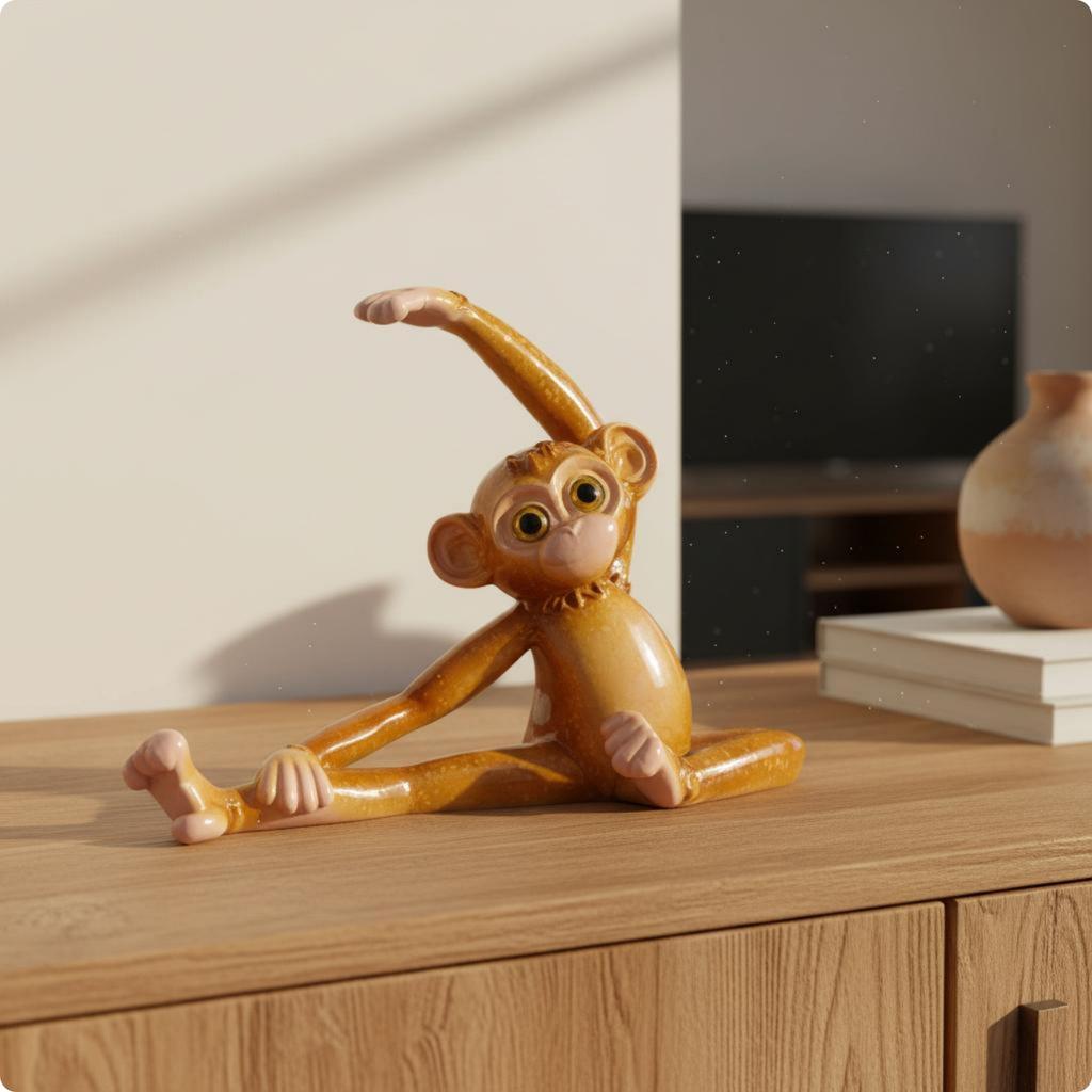 Resin Monkey Figurine Glossy Tabletop Monkey Ornament Creature Statue Translucent Home Decoration Collectible for Cabinet