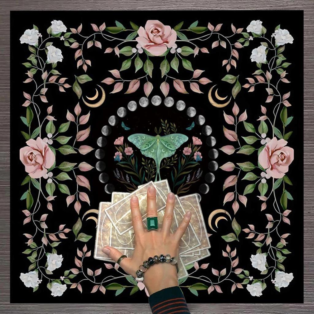 Divinations Tablecloth Butterfly Flower Astrologys Tarot Cards Tablecloth Altars Cloth Divinations Board Game Accessory