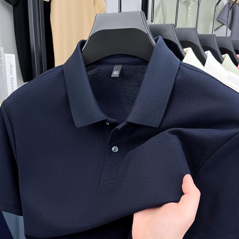 Men's Summer 2025 Pure Cotton Short Sleeve Lapel T-shirt
