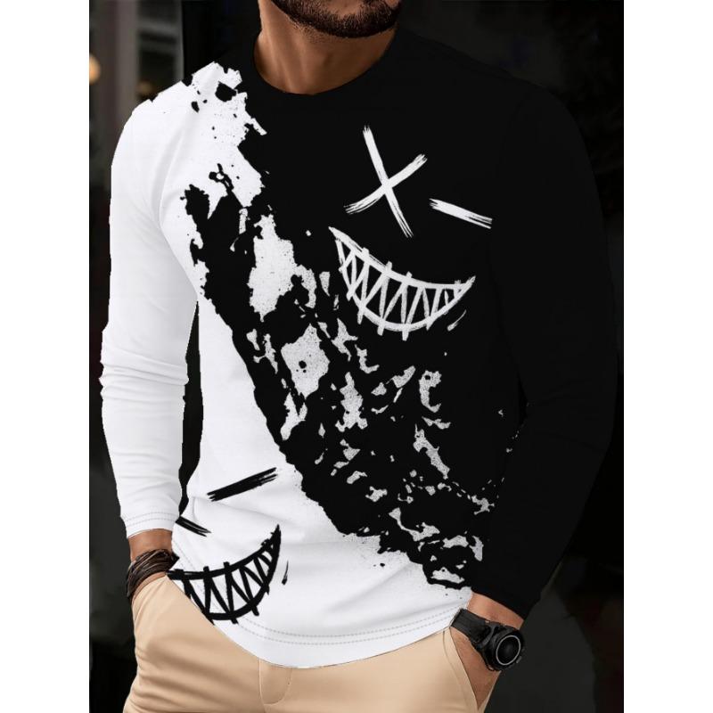 Long-sleeved T-shirt suitable for sports and leisure dual scenes - breathable and quick-drying fabric men's clothing