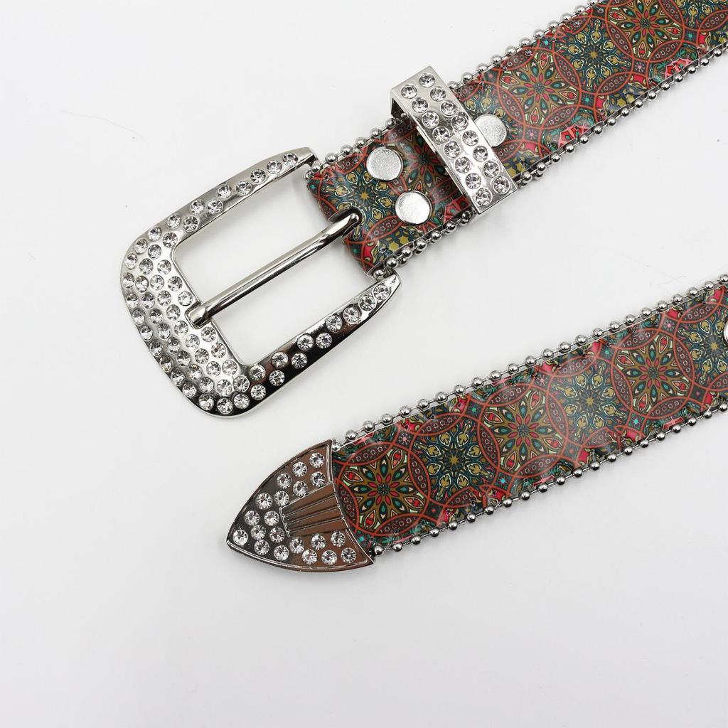 Women's High-End Rhinestone Floral Waistband: Retro Ethnic Artistic Style Fashion Belt