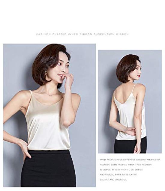 Sharphon Glossy Sexy Navy Satin Underwear Pajamas Women's Skin-Tone Camisole,