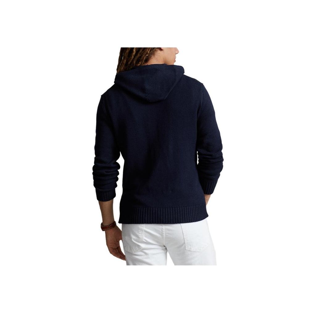 Polo Ralph Lauren SS24 Bear Pattern Letter Hoodie Long Sleeve Knit Sweater Men Sweater Dark-Blue MNPOSWE16821783-410