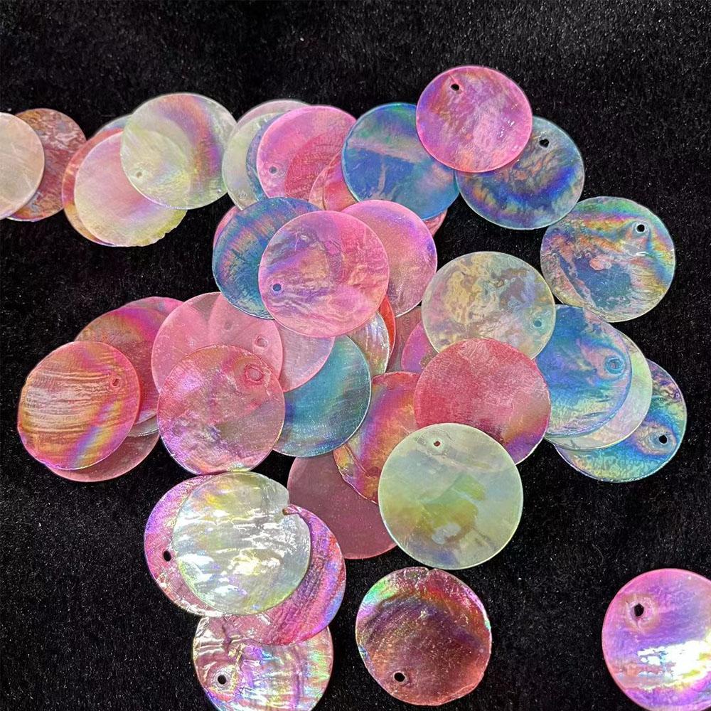 10pcs Round Disc Mirror Shell Beads Pendant Beige Mother of Pearl Charms for Handmade Earring DIY Craft Necklace Jewelry Making
