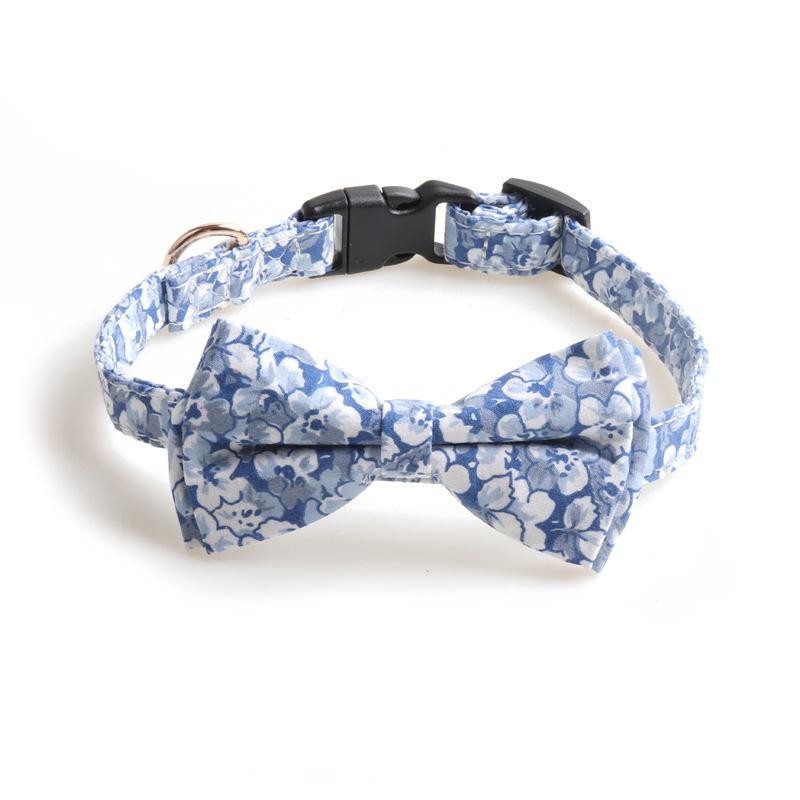 

Stylish Comfortable Butterfly Bow Plastic Buckle Dog Collar Premium Cotton синий