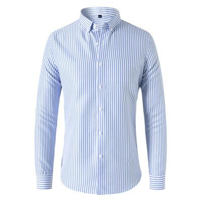 Chemise rayée à manches longues pour homme Mode Business Casual Slim à revers pour homme