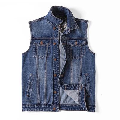 Jeansweste für Herren, Baumwolle, mehrere Taschen, ärmellos, Jeansjacke, taktischer Weste-Mantel