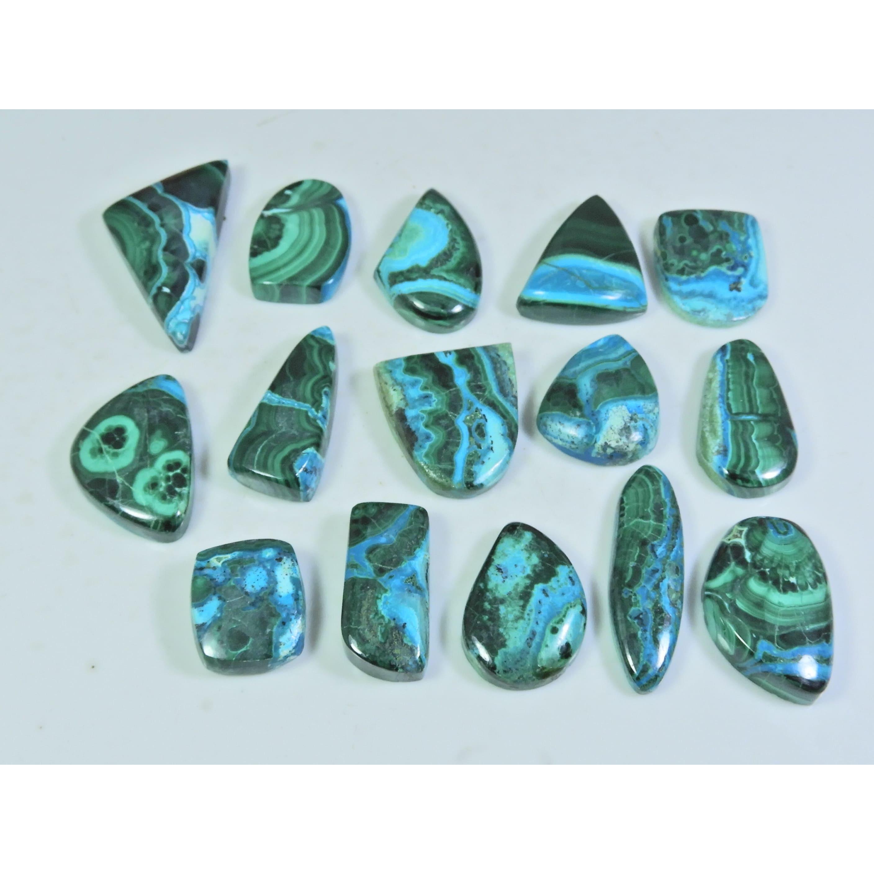 

13X15-16X31MM Natural Chrysocolla Malachite Fancy Cabochon Gemstone 15PcsLot C-161