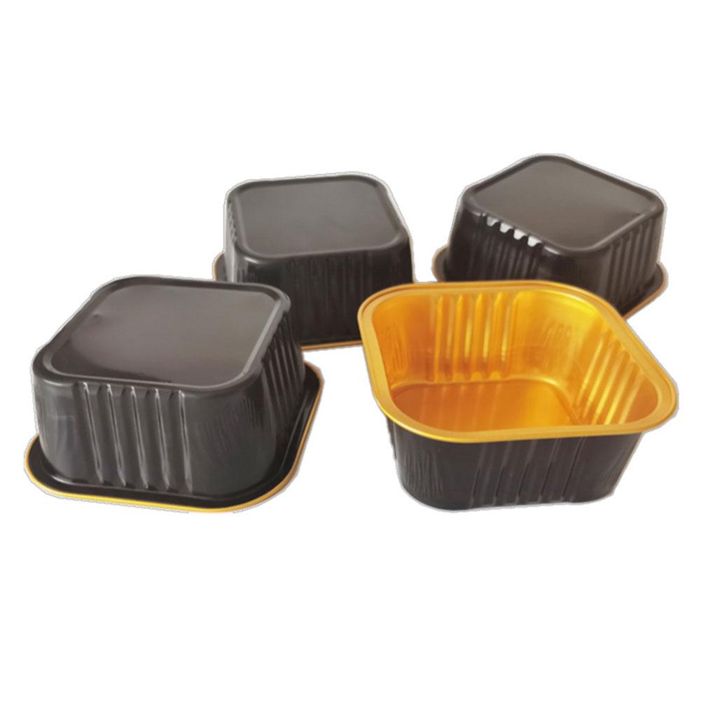 25Pcs 150ml Square Mini Cake Pans with Lids & Spoons Disposable Cupcake Cups Mini Bread Containers for Wedding Birthday Party