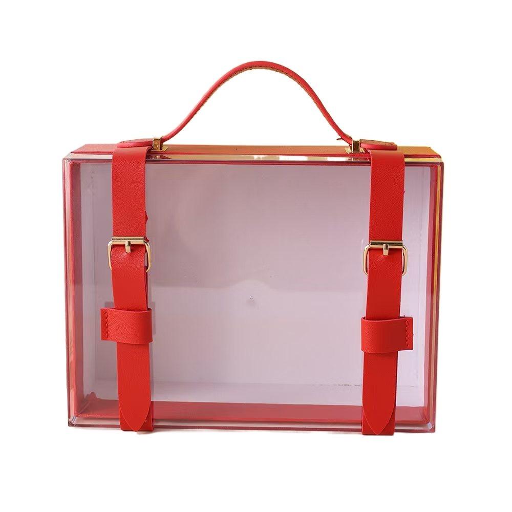 

Акриловый ящик для хранения Видимые окна Подарочная коробка Упаковочная коробка для свадебных конфет Принадлежности для вечеринок 27*21*10cm красный