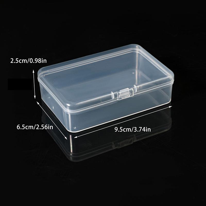 10Pcs Rectangular Transparent Plastic Box Jewelry Card Stationery Storage Box Small Item Storage Box