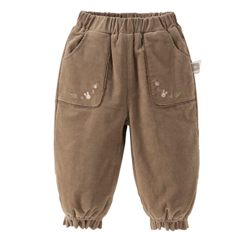 DAVE&BELLA Girls' Winter Corduroy Cotton-Padded Cuffed Pants